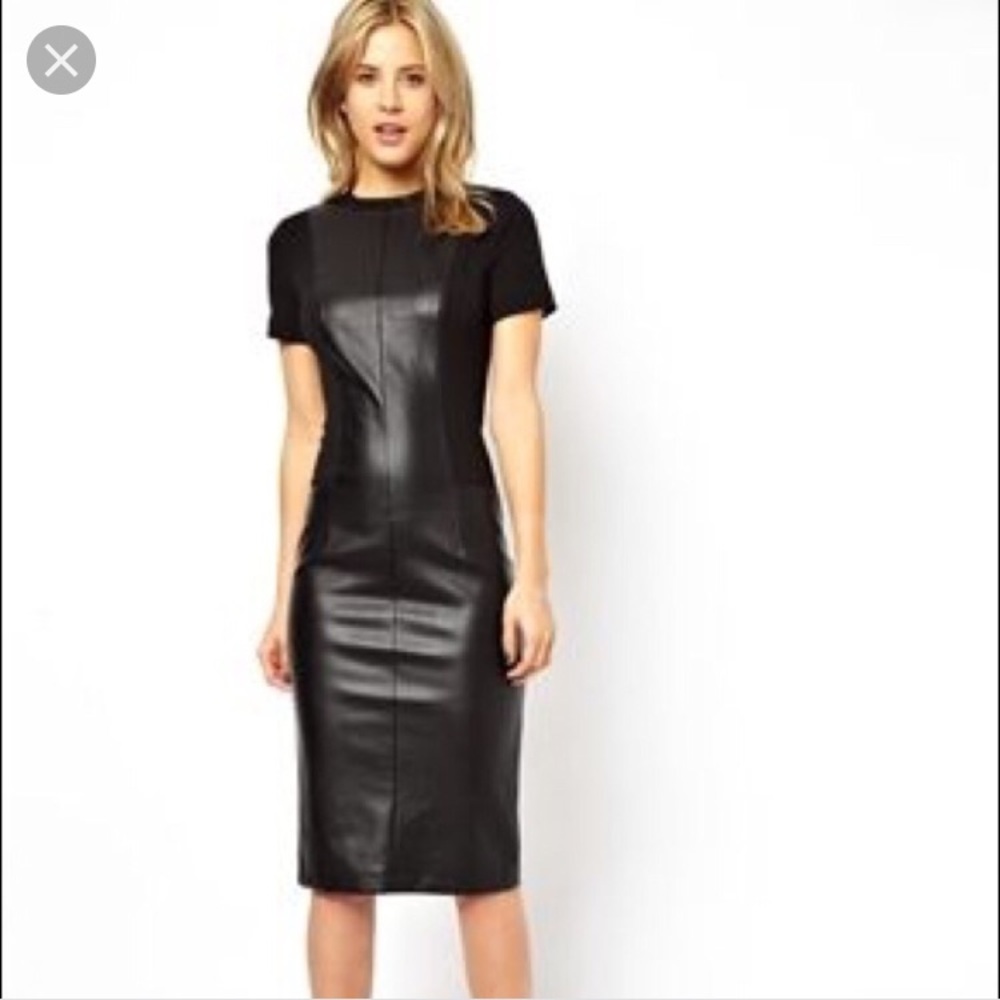 Leather panel dress.